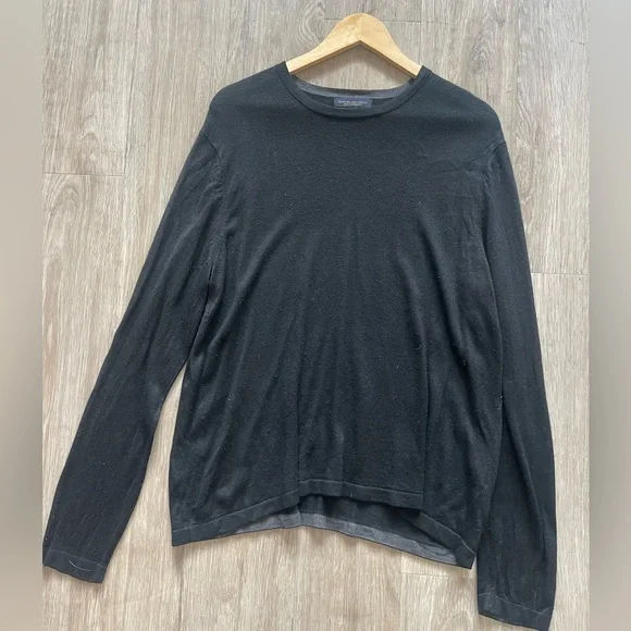 Banana Republic Silk Cashmere Sweater Black Lightweight Crewneck Pullover Size L - Picture 2 of 5